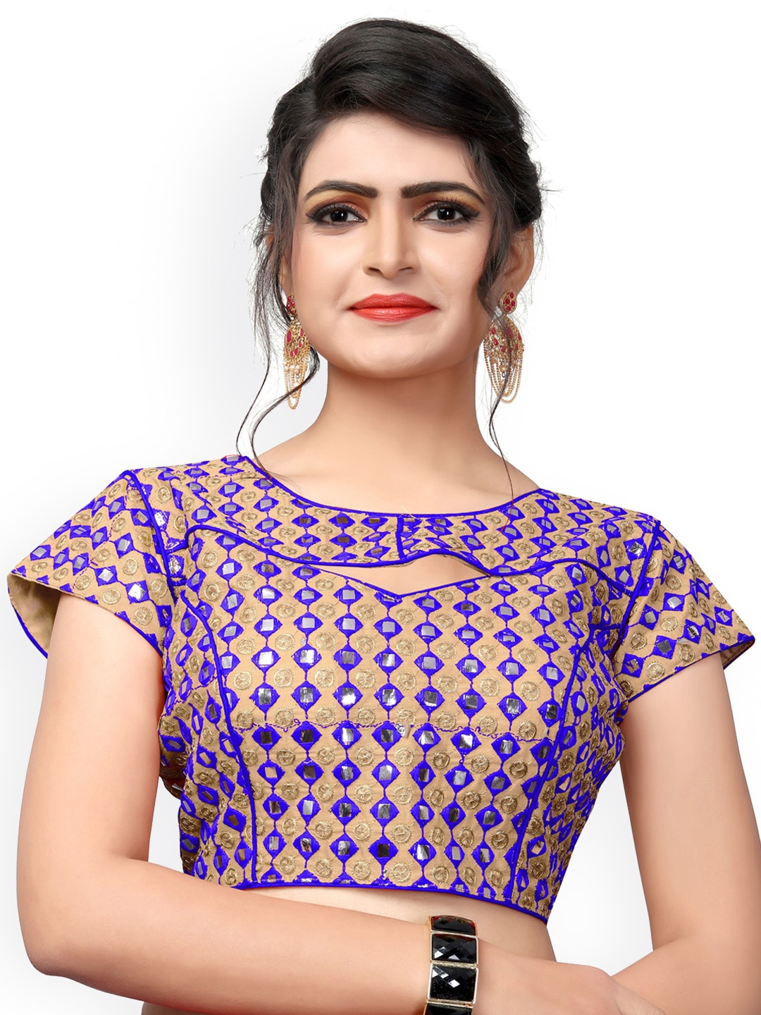 

Fab Viva Women Blue Embroidered Saree Blouse