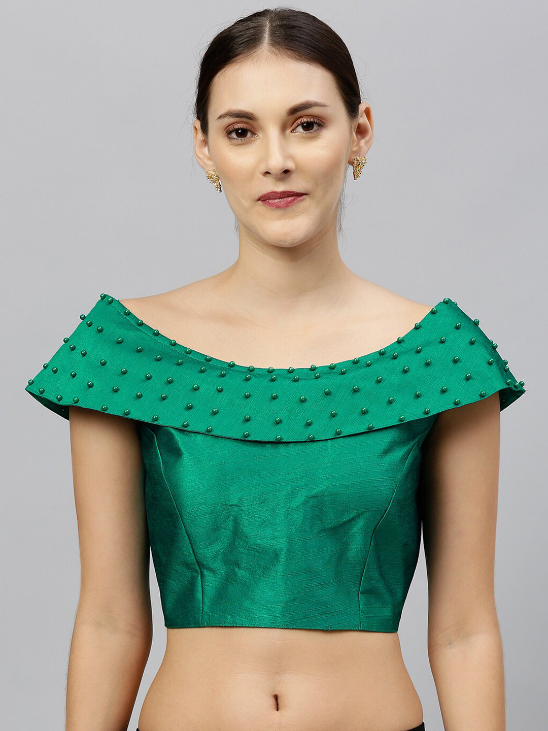 

Fab Viva Green Solid Saree Blouse