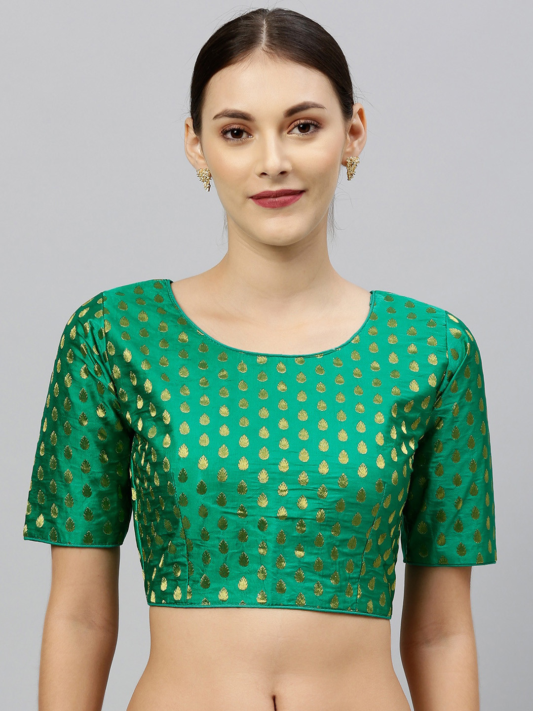 

Fab Viva Green Woven Design Saree Blouse