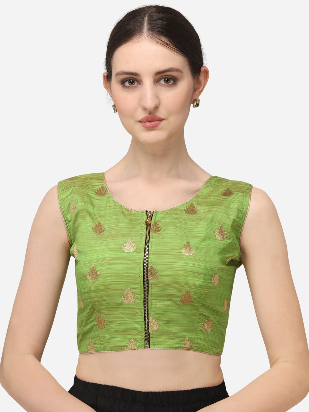 

Fab Viva Green Woven Design Saree Blouse