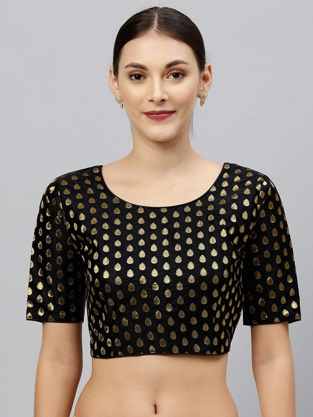 

Fab Viva Women Black Woven Design Saree Blouse