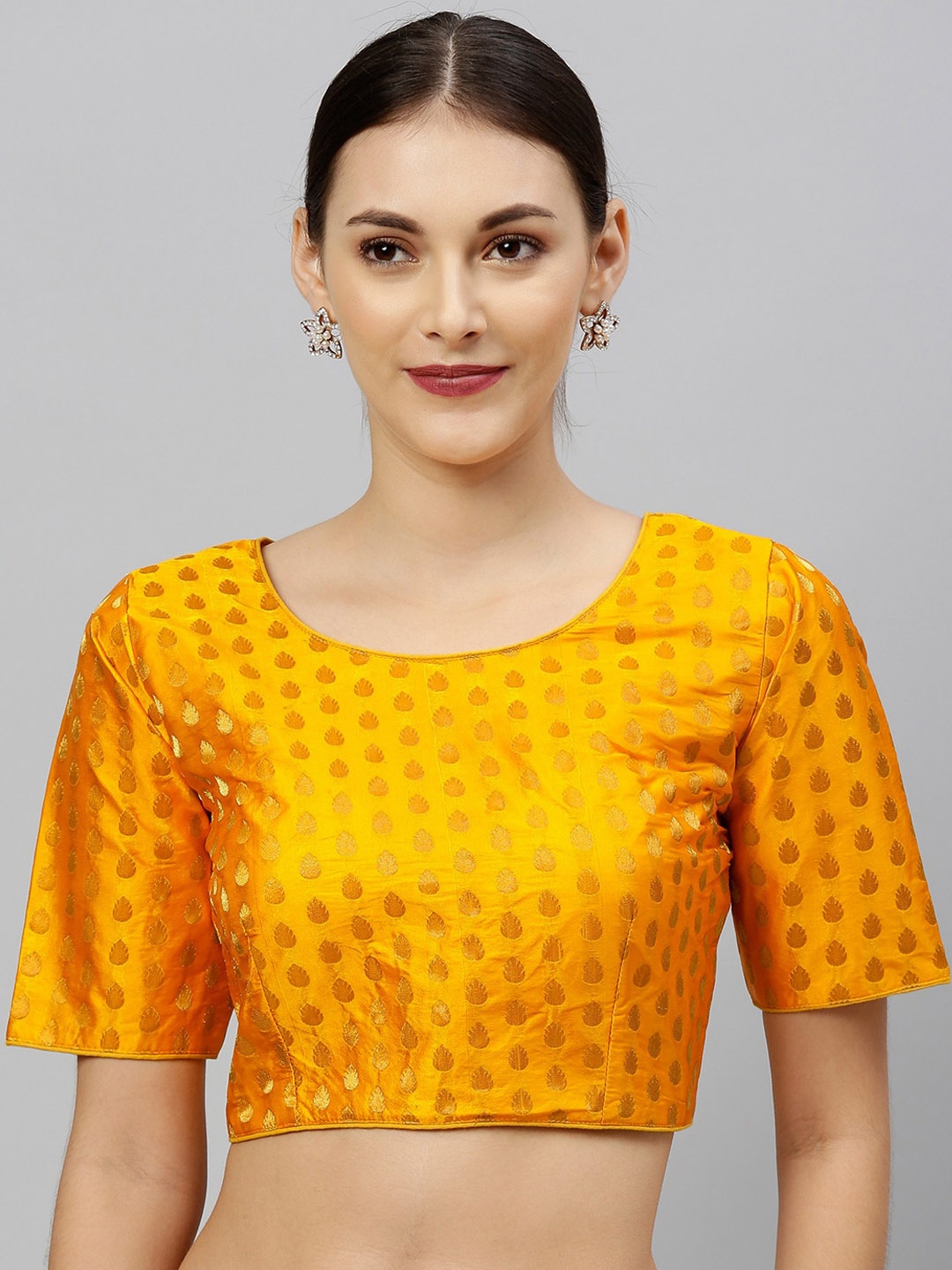 

Fab Viva Orange Woven Design Saree Blouse