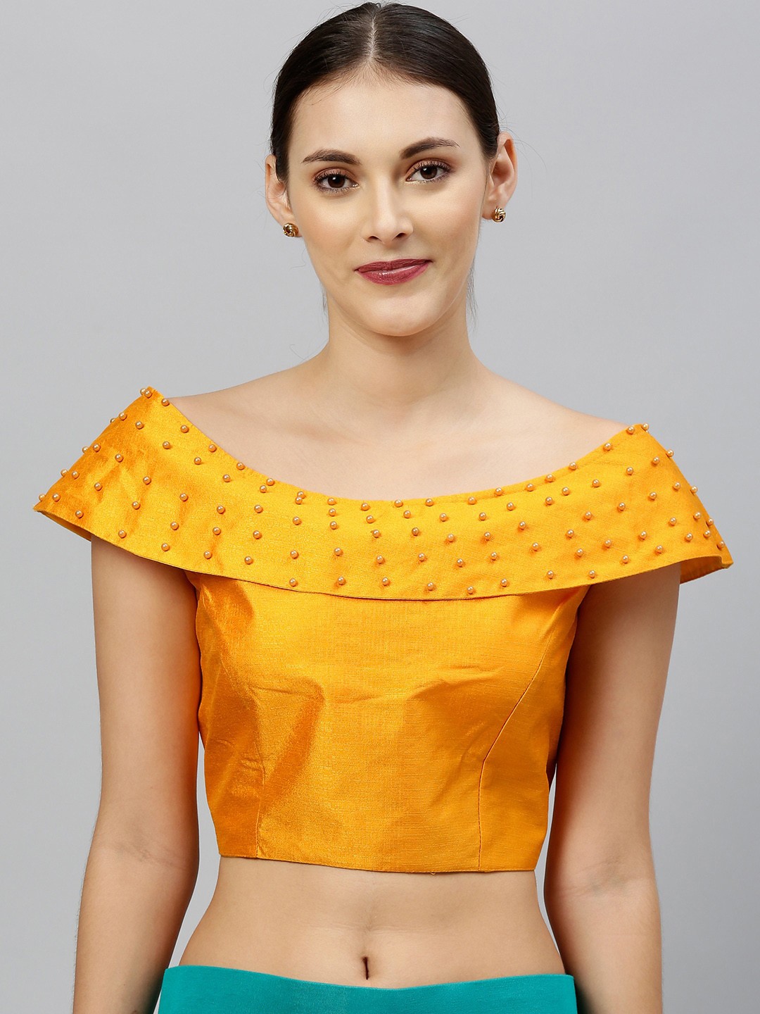 

Fab Viva Yellow Solid Saree Blouse