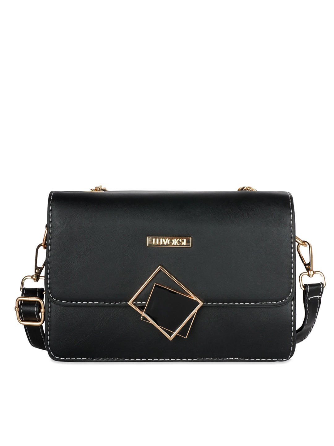 

Luvoksi Black PU Structured Sling Bag