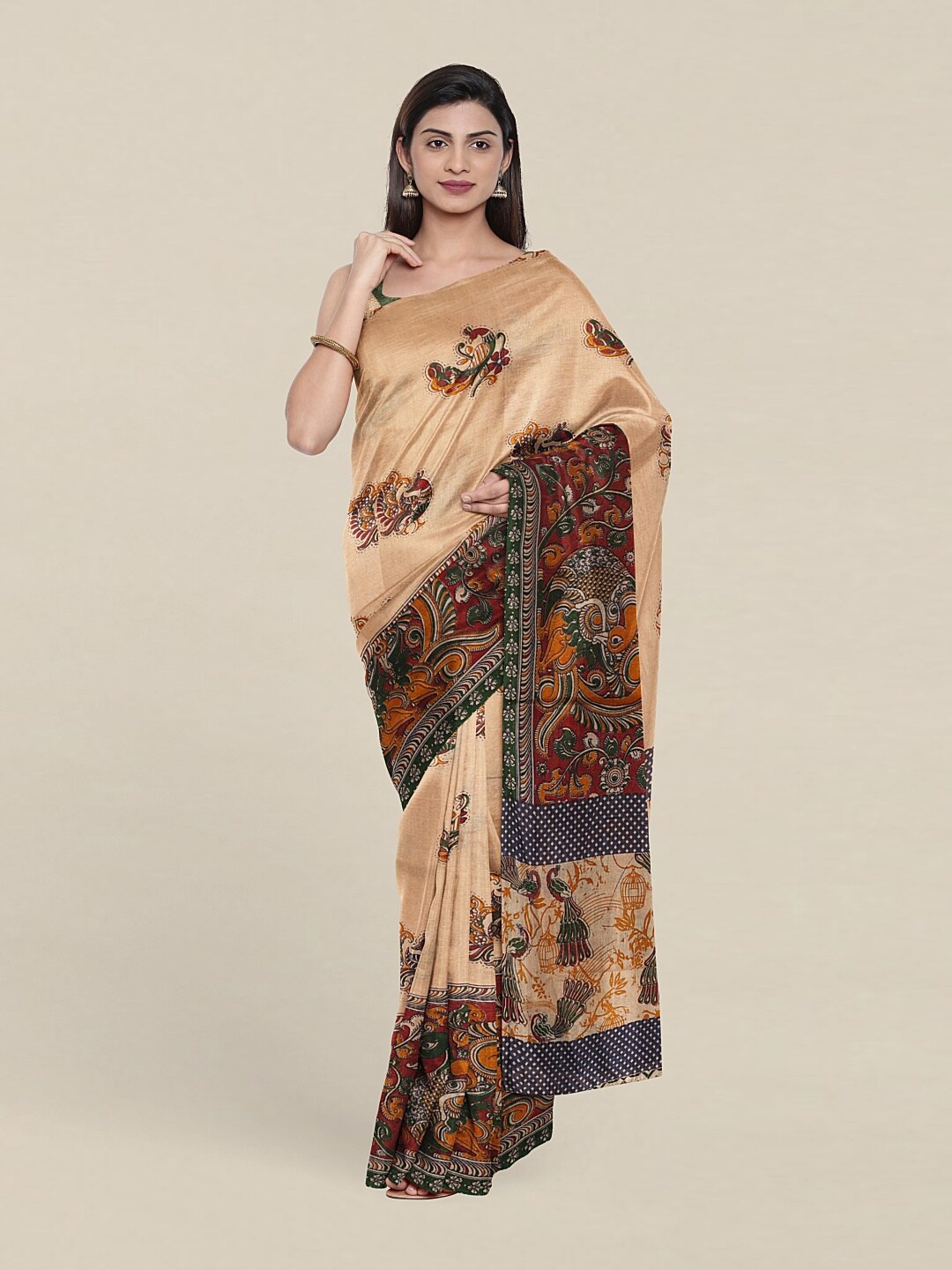 

Pothys Beige & Red Ethnic Motif Pure Cotton Saree