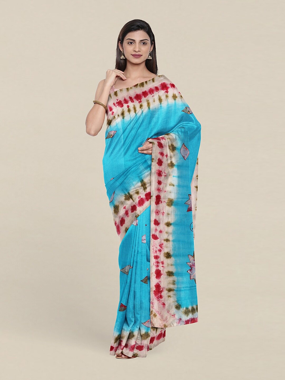 

Pothys Blue & Red Ethnic Motif Pure Cotton Saree