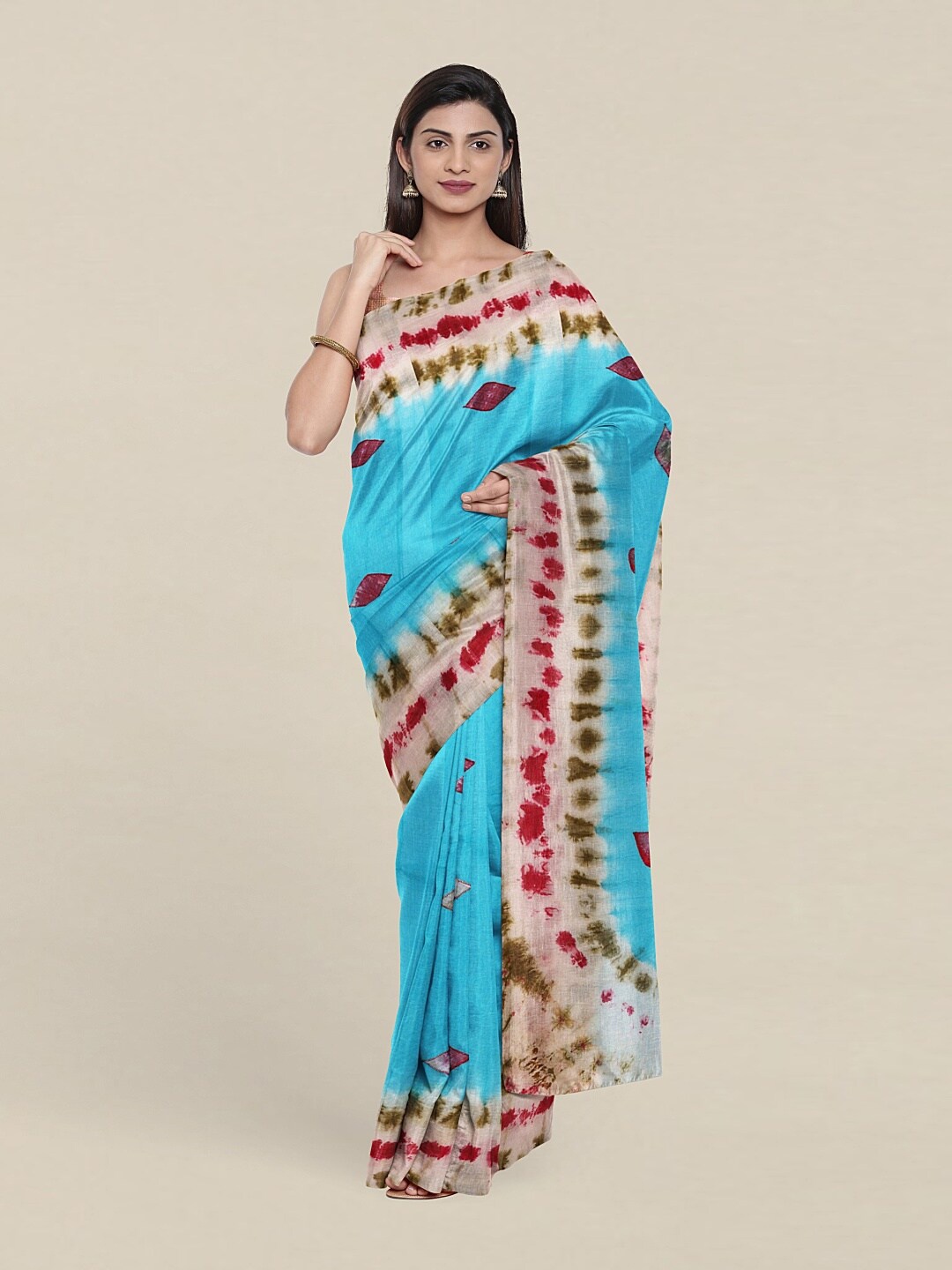 

Pothys Blue & Pink Floral Pure Cotton Saree