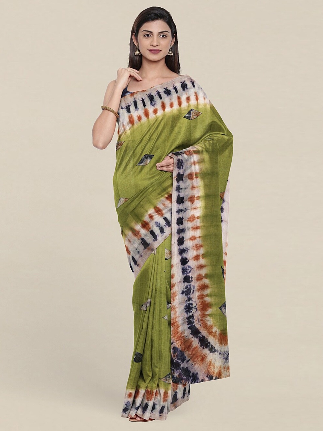 

Pothys Green & Brown Dyed Pure Cotton Saree