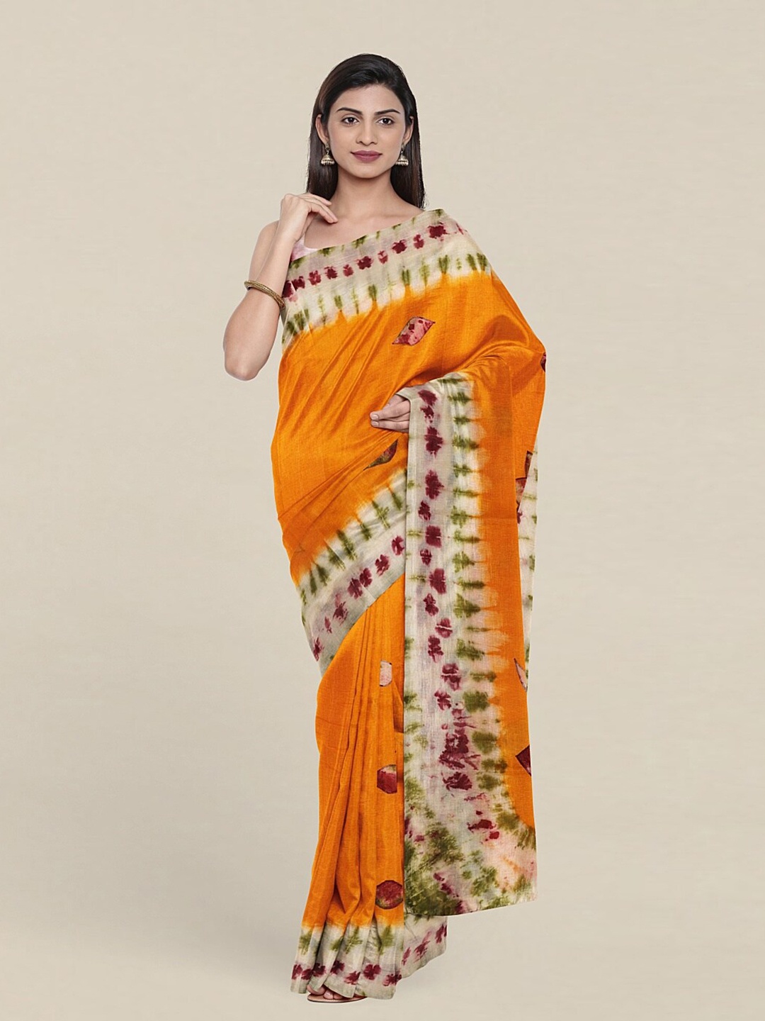 

Pothys Yellow & Green Dyed Pure Cotton Saree