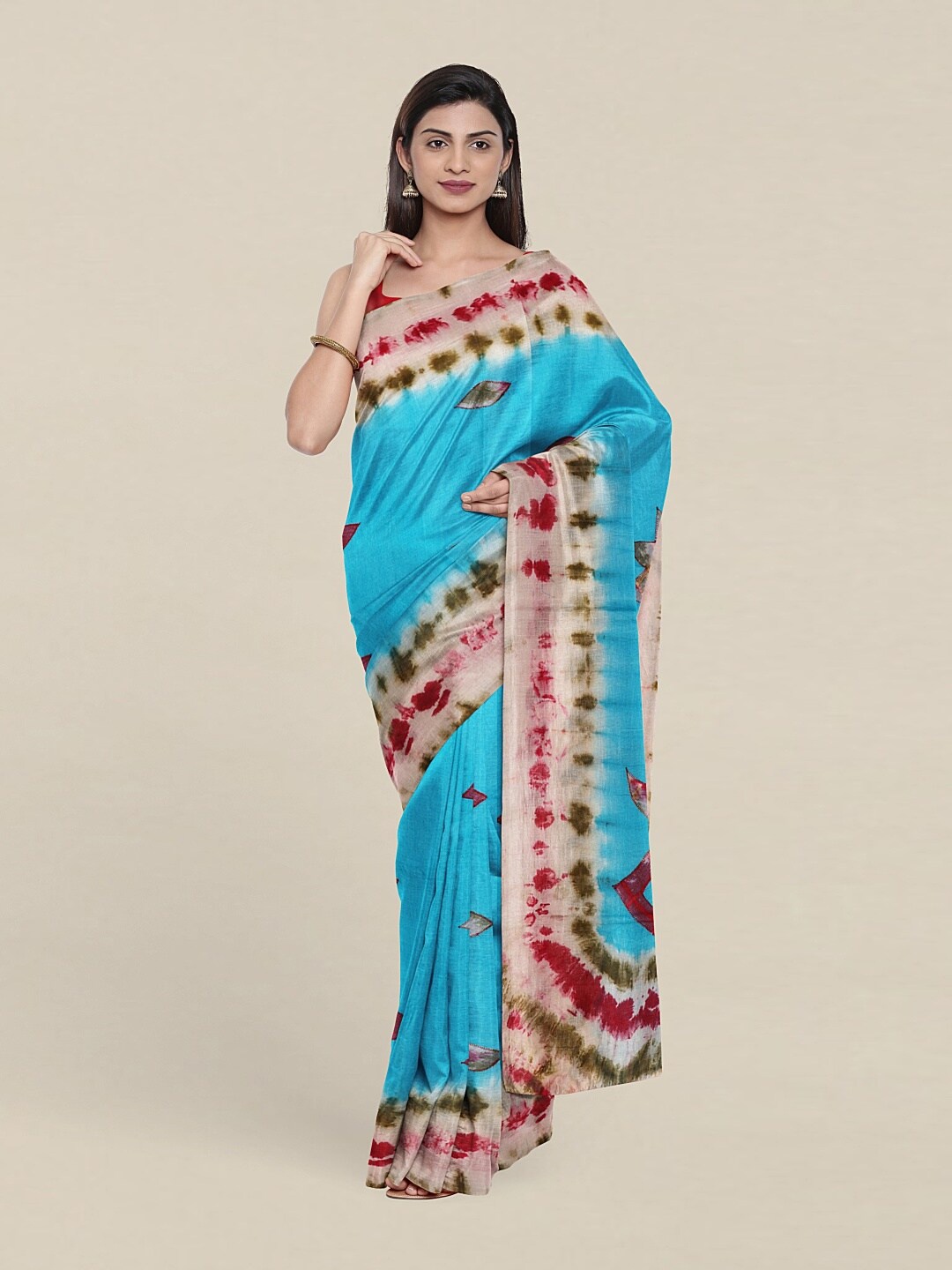 

Pothys Blue & Red Dyed Pure Cotton Saree