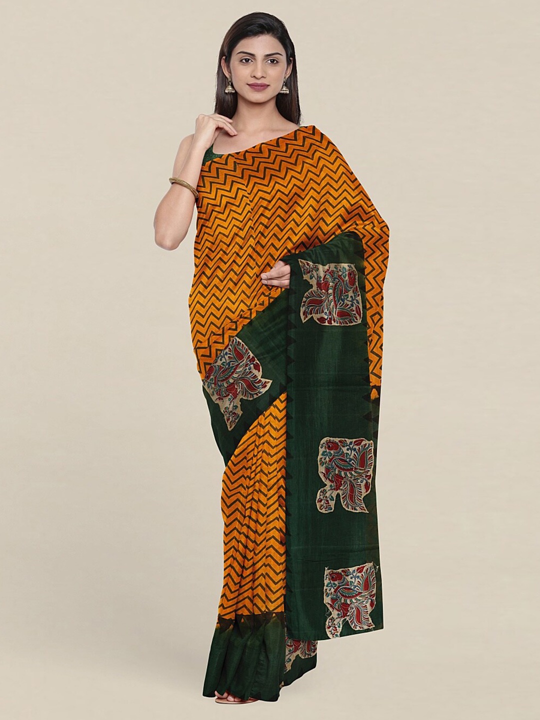 

Pothys Yellow & Black Printed Pure Cotton Saree