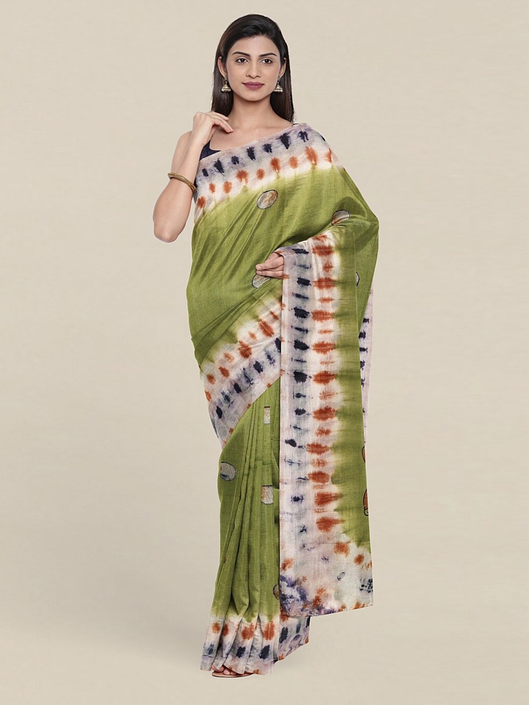 

Pothys Green & Red Tie and Dye Pure Cotton Saree