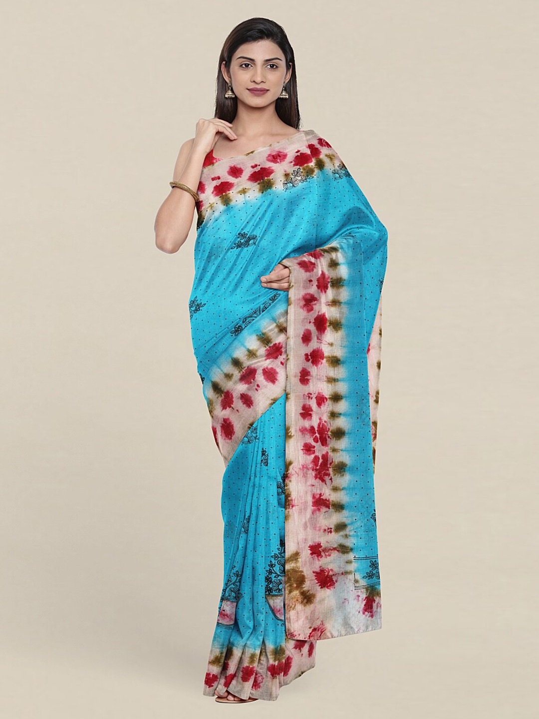 

Pothys Blue & Red Floral Pure Cotton Saree