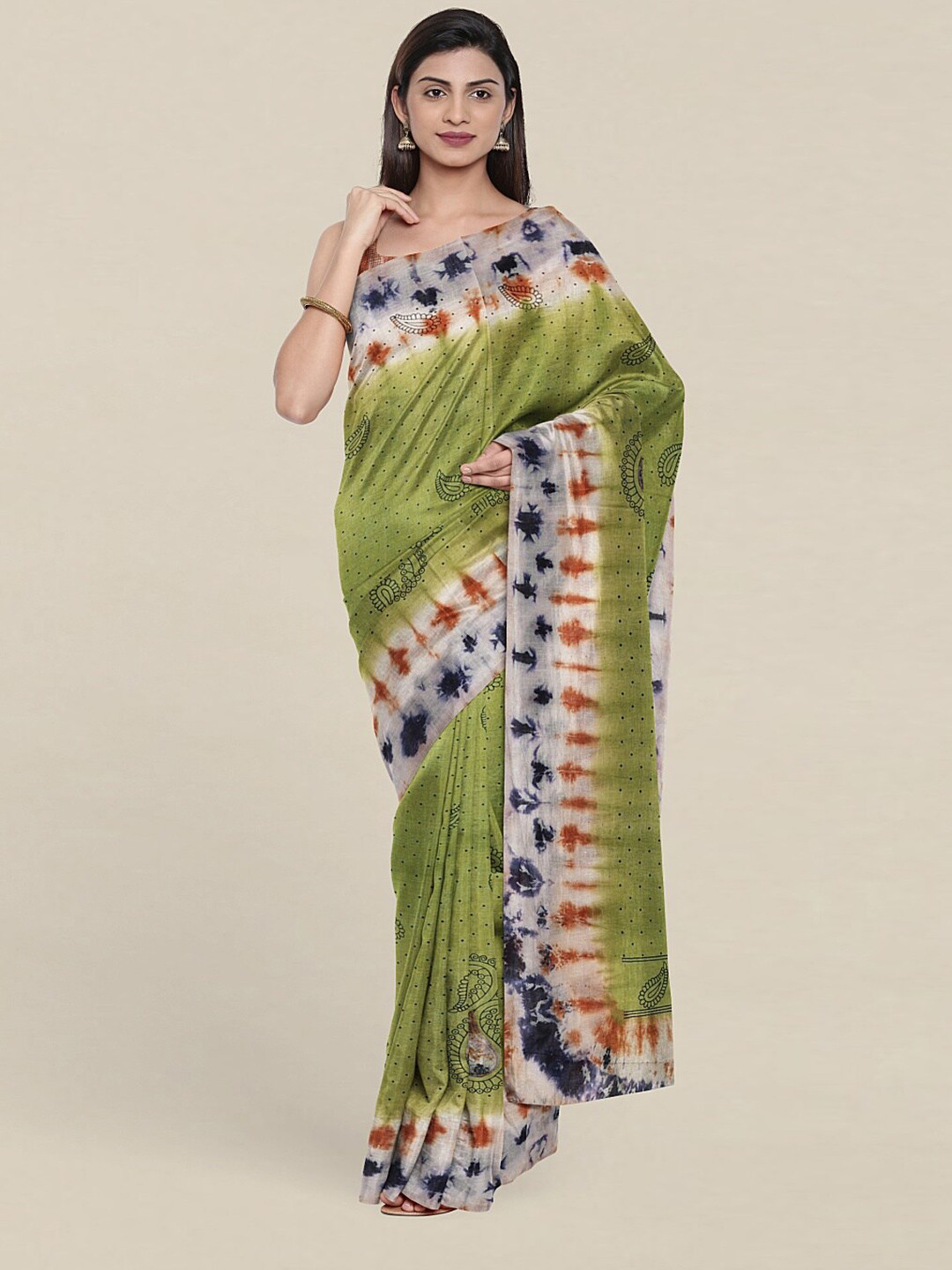 

Pothys Green & Blue Paisley Pure Cotton Saree