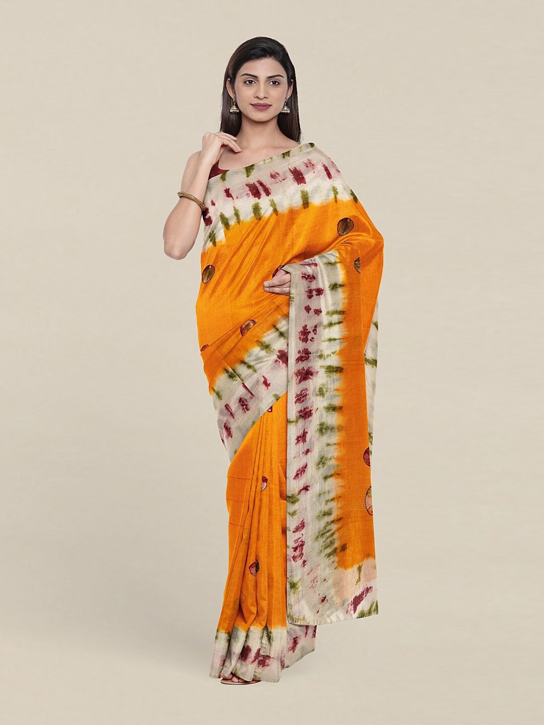 

Pothys Yellow & Red Printed Pure Cotton Saree