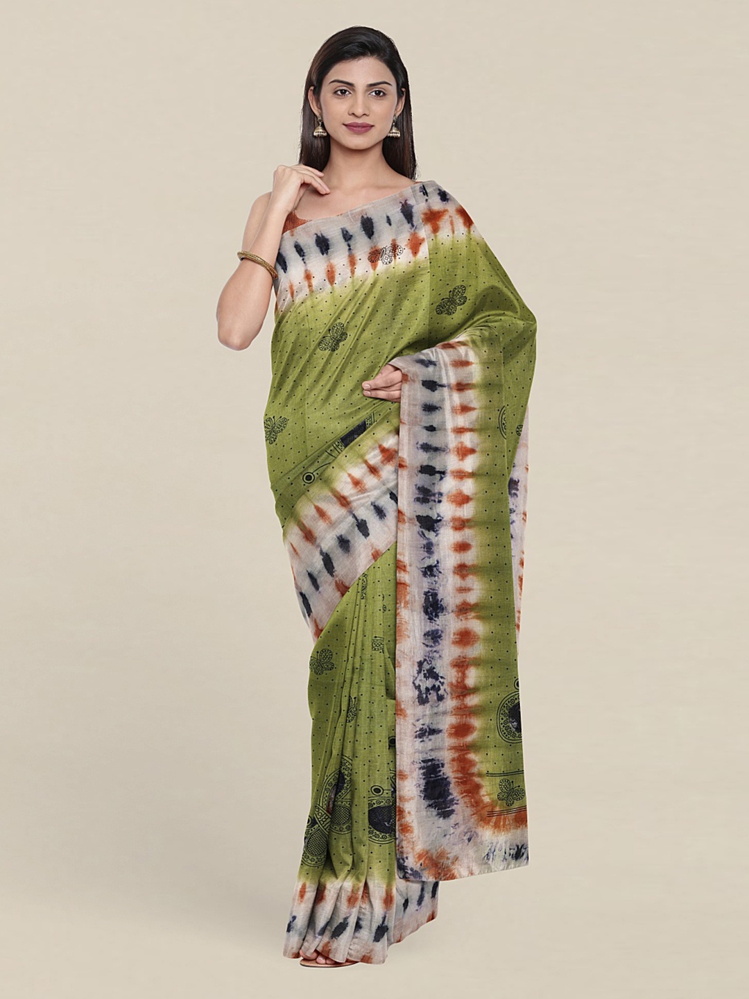 

Pothys Green & Black Ethnic Motifs Pure Cotton Saree