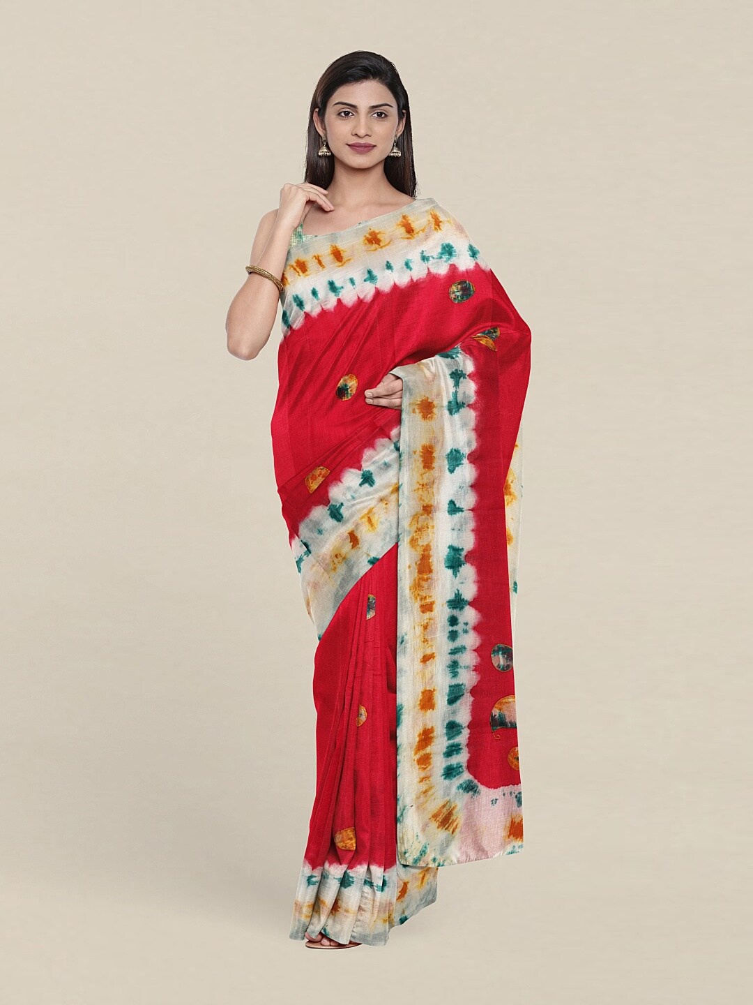

Pothys Pink & Yellow Floral Pure Cotton Saree