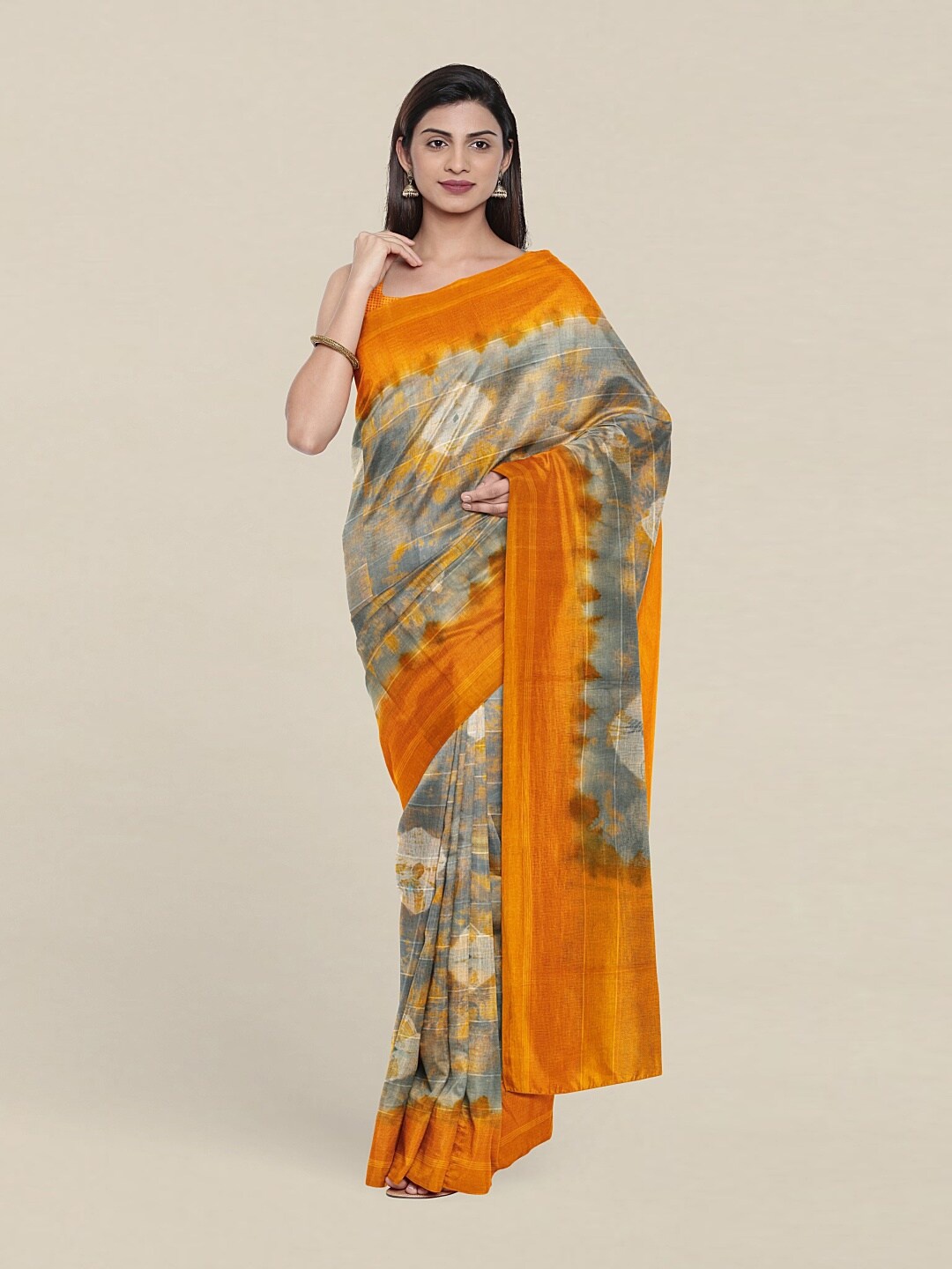 

Pothys Orange & White Pure Cotton Saree