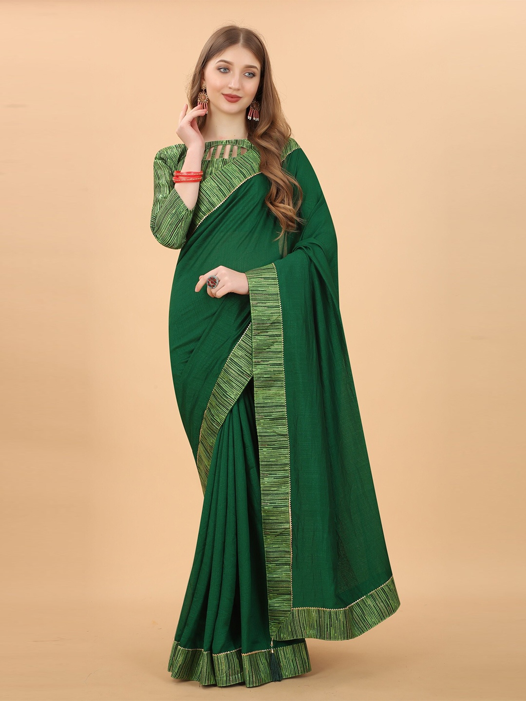 

KALINI Green & Black Pure Silk Saree