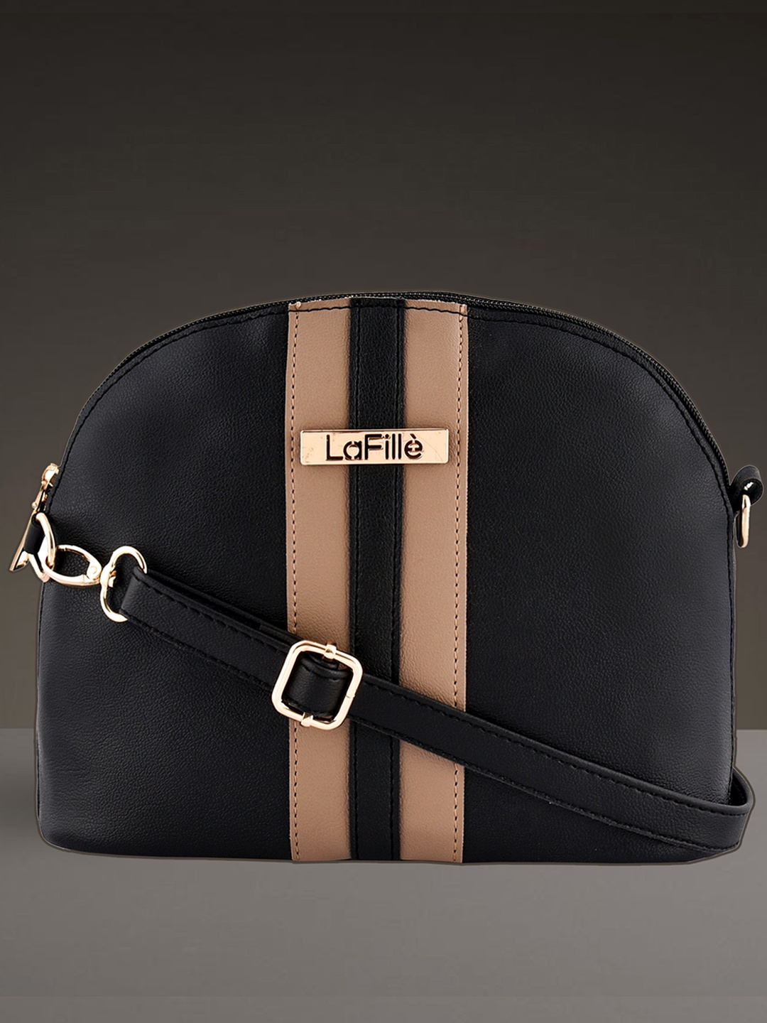 

LaFille Black & Beige Striped Purse Clutch