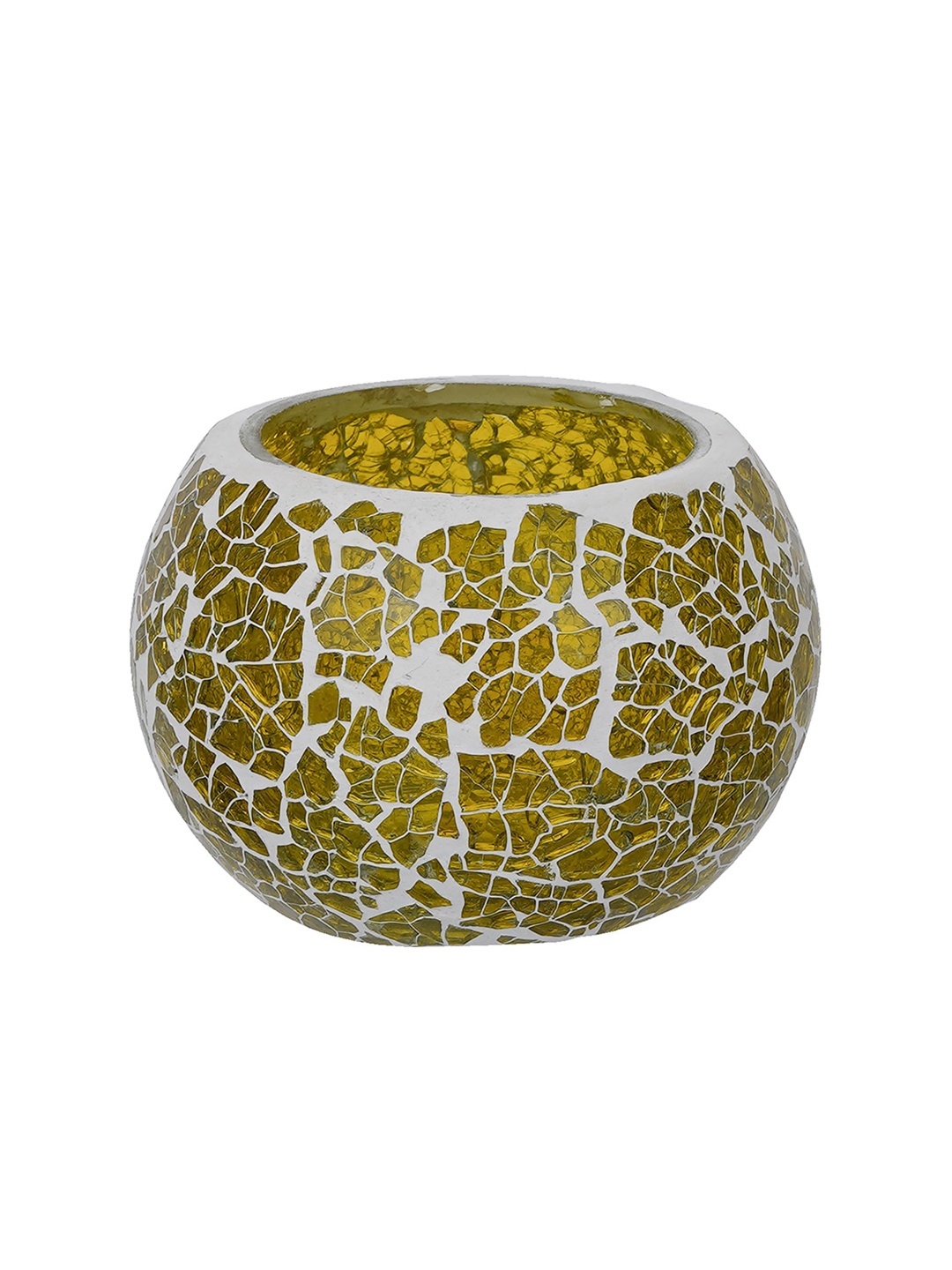 

eCraftIndia Yellow Mosiac Glass Decorative Tea Light Candle Holder