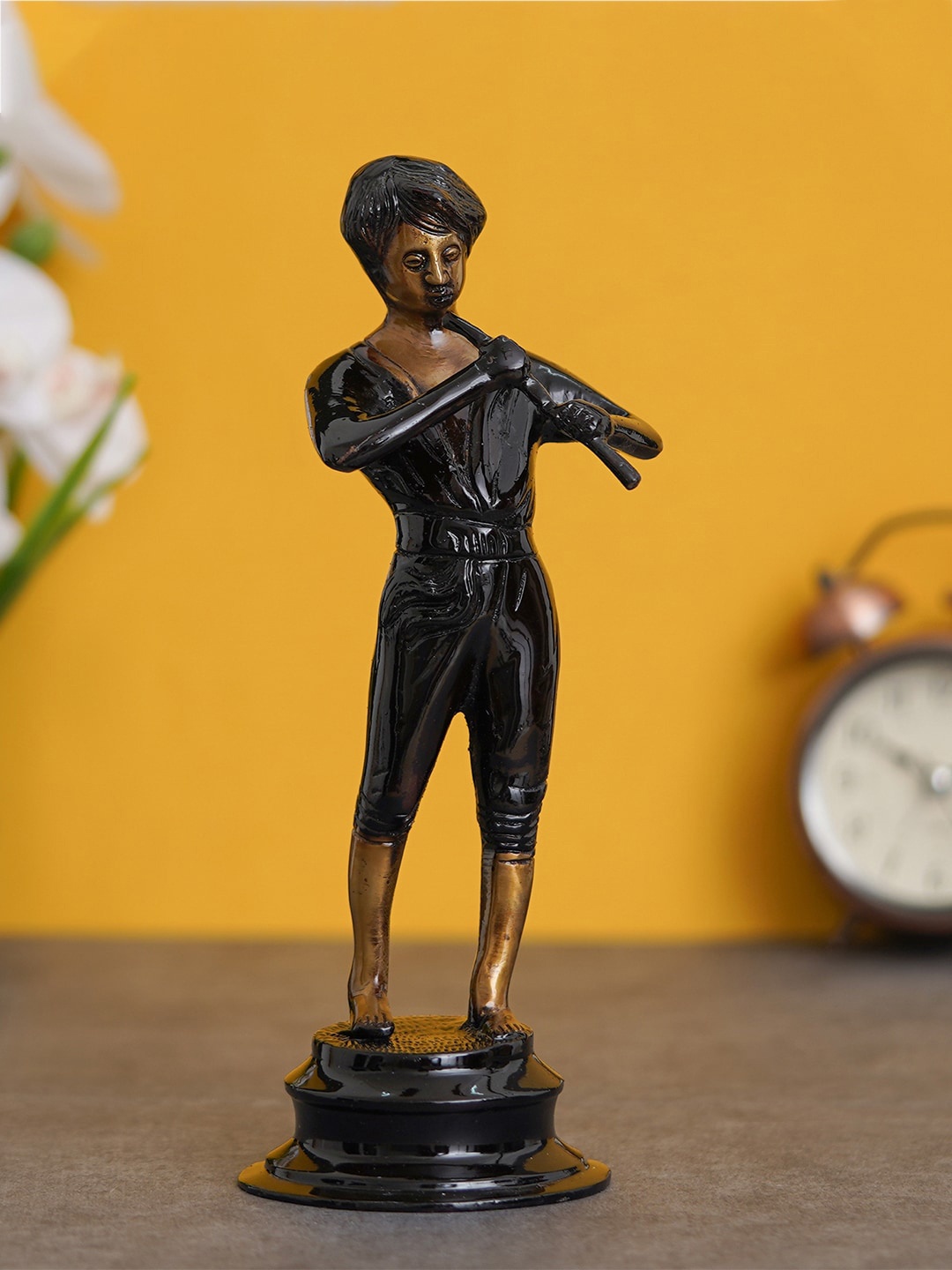 

eCraftIndia Black Man Playing Musical Instrument Antique Handcrafted Showpieces