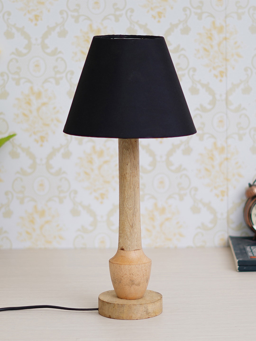 

eCraftIndia Golden & Black Designer Modern Wooden Night Table Lamp