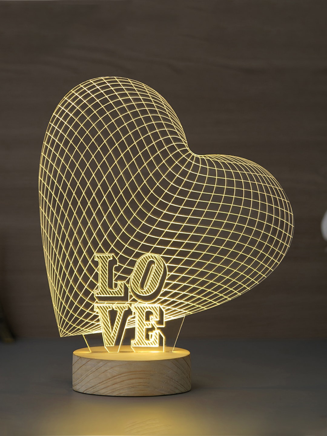 

eCraftIndia Brown Heart Shaped Love Table Lamp