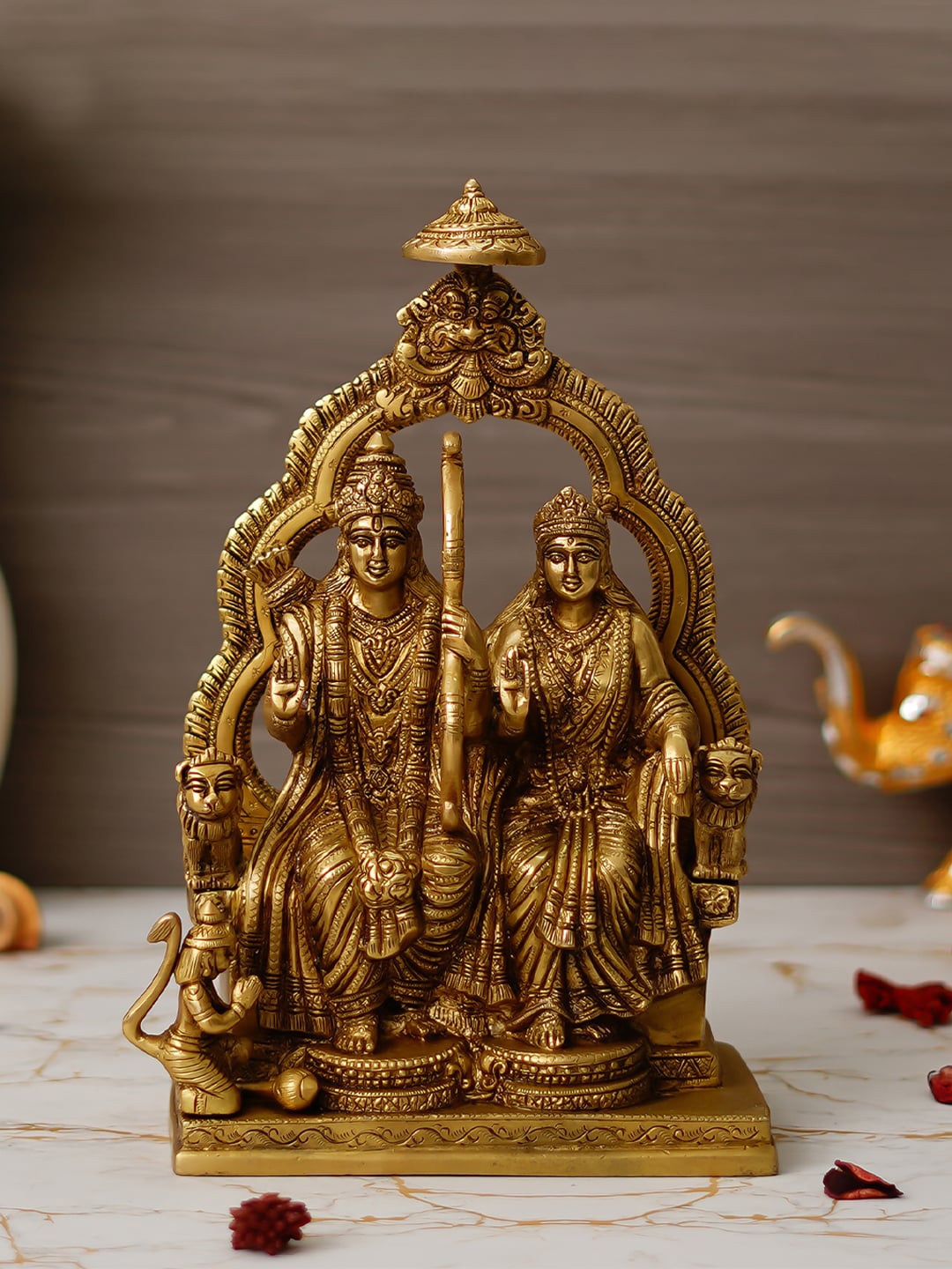 

eCraftIndia Gold Colored Solid Lord Ram Sita & Hanuman Showpiece