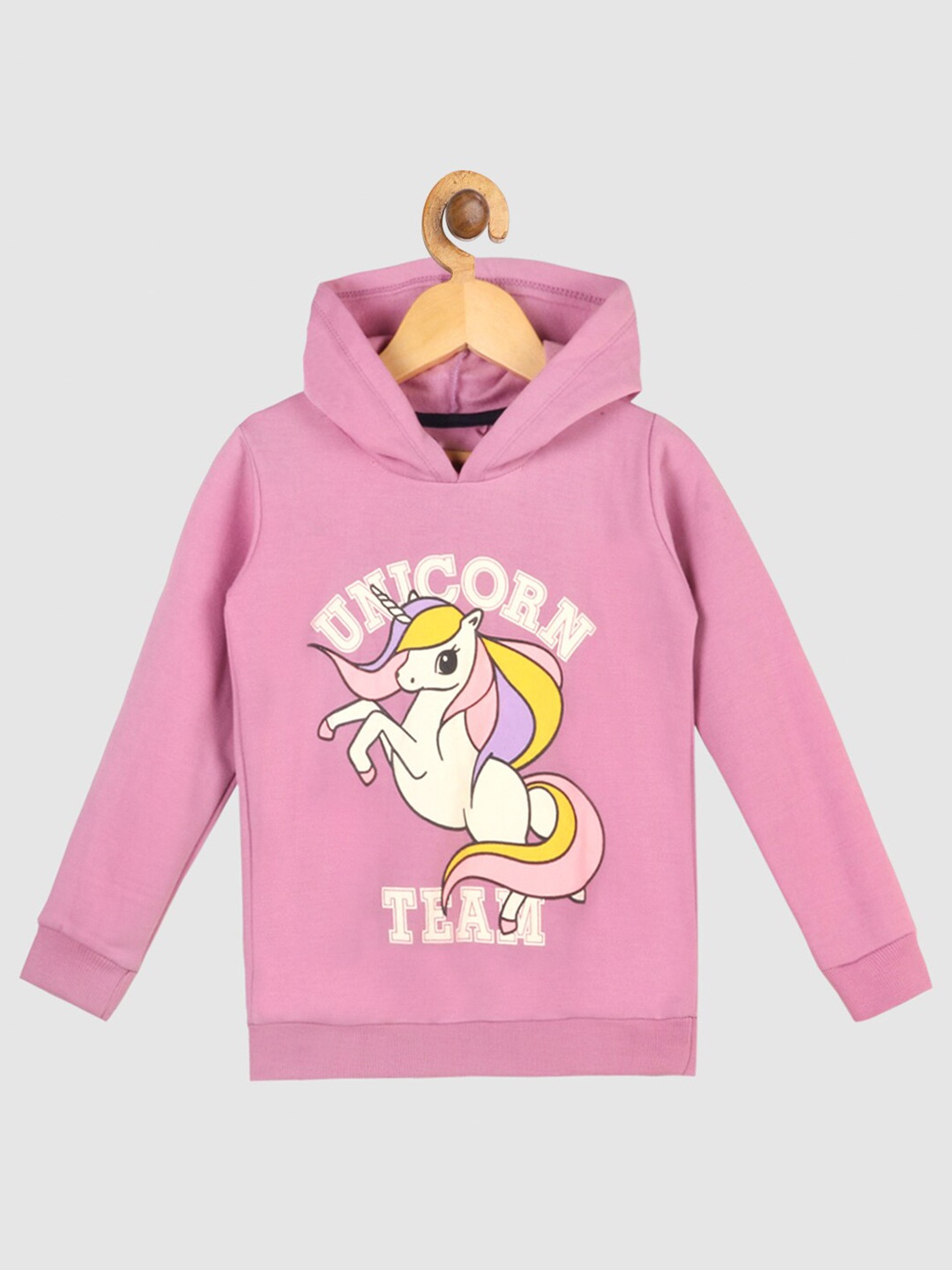 

YK Girls Pink Unicorn Printed Hooded Fleece Sweatshirt, Purple