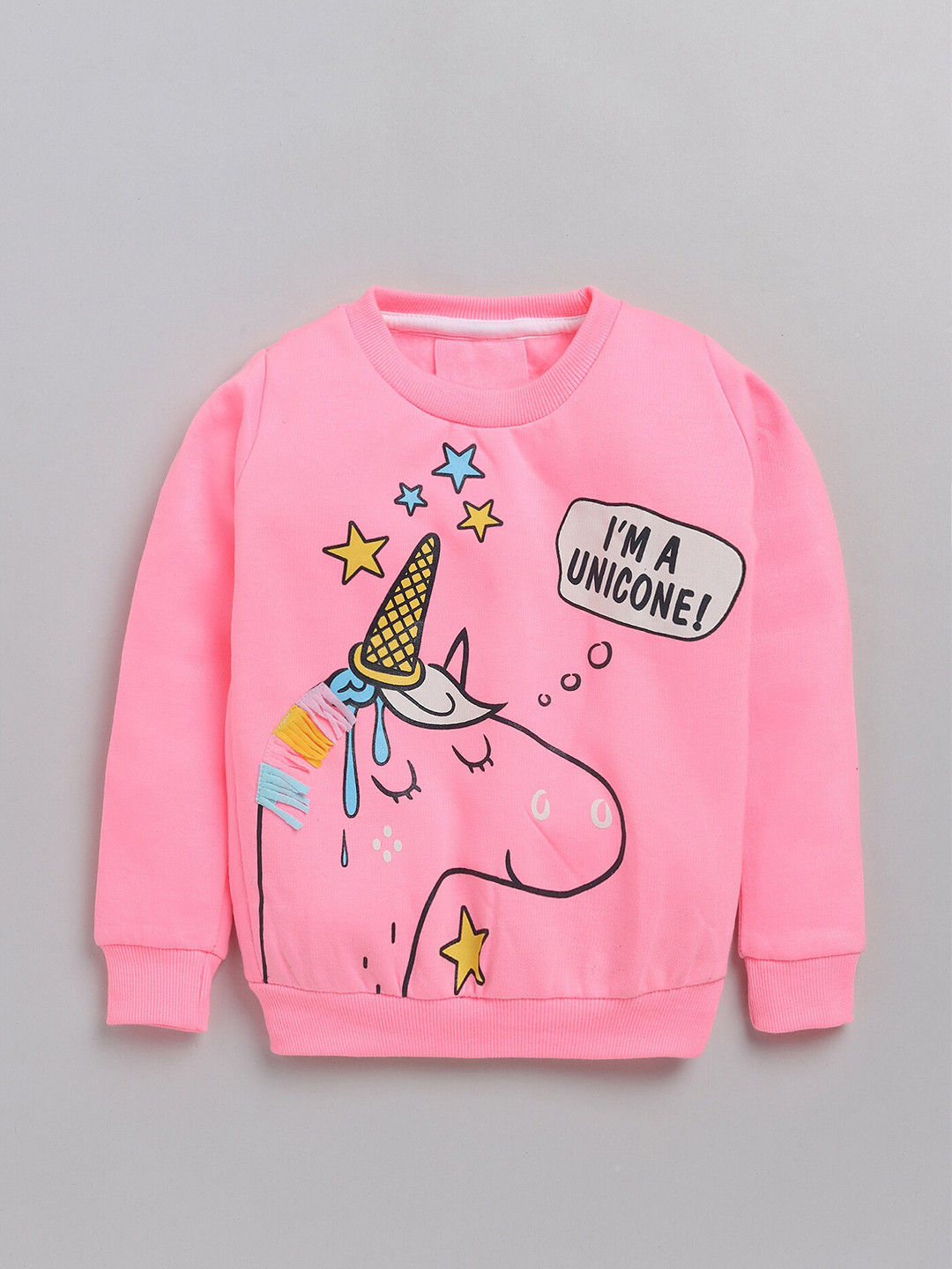 

YK Girls Pink Unicorn Graphic Printed Hooded Fleece Sweatshirt