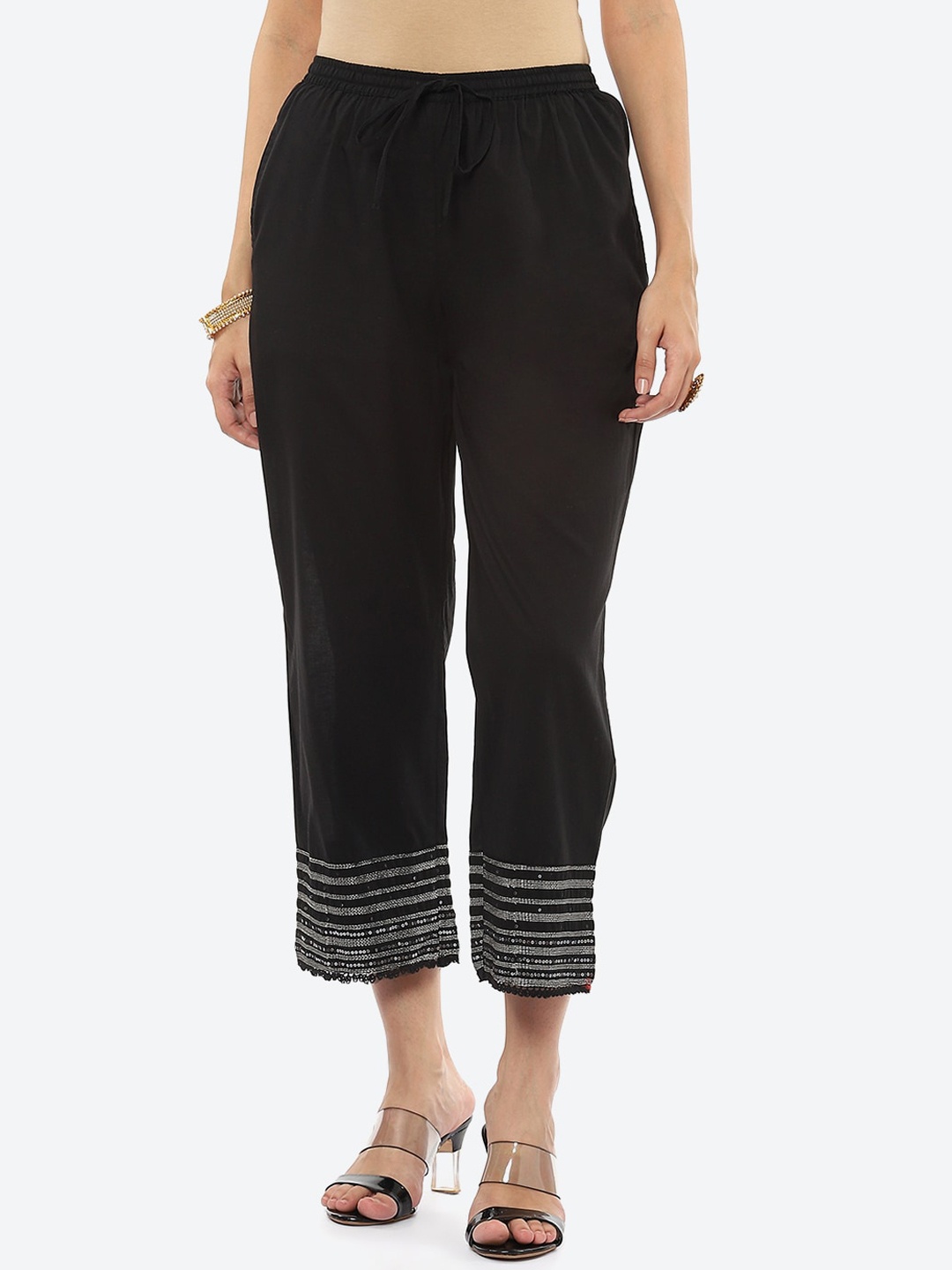 

Biba Women Black Relaxed High-Rise Trouser