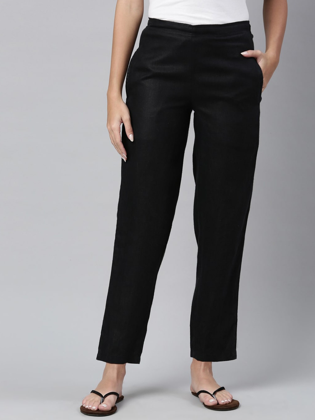 

Ecentric Women Black Solid Hemp Lounge Pants