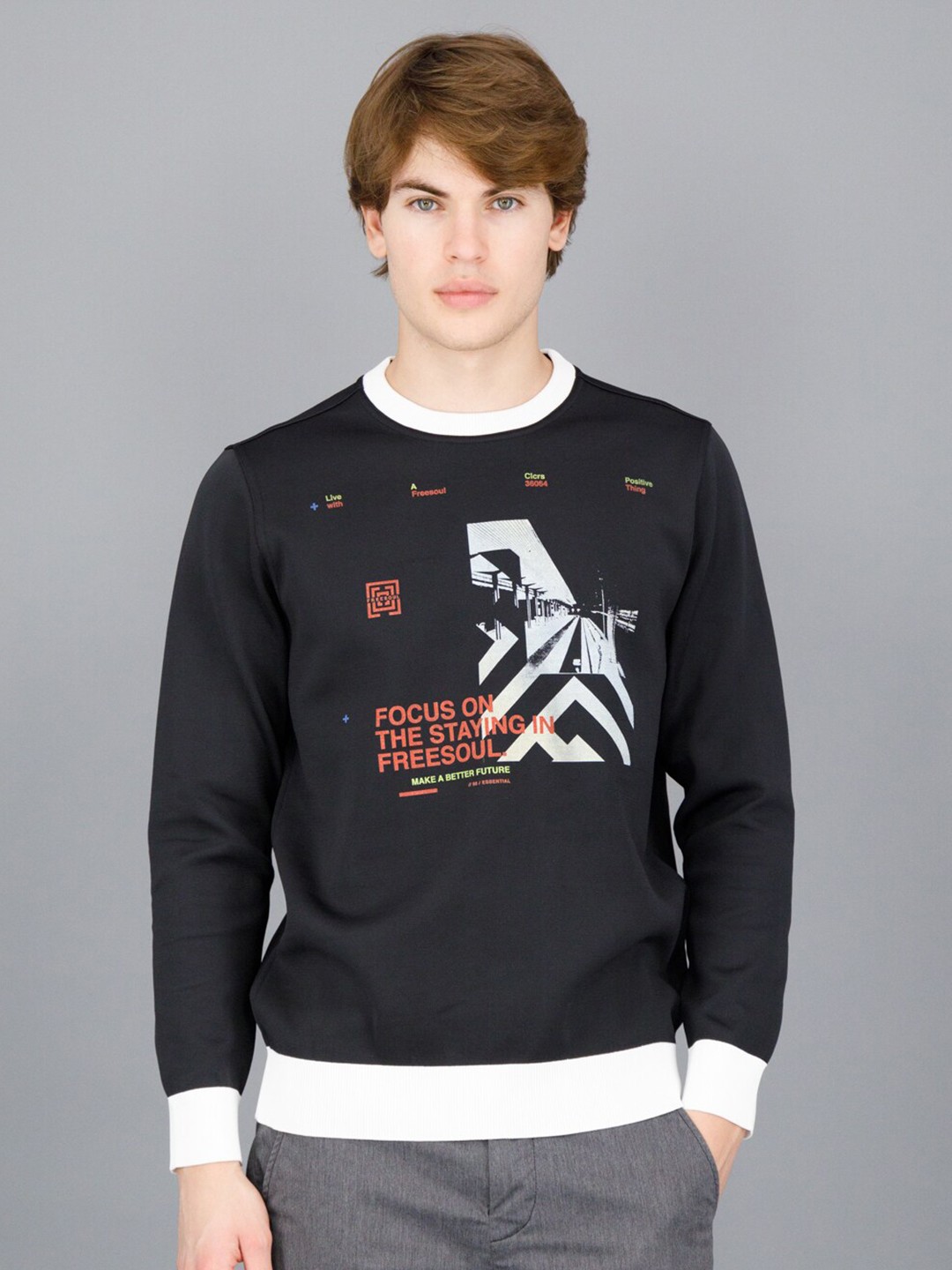 

FREESOUL Men Black Printed Sweatshirt