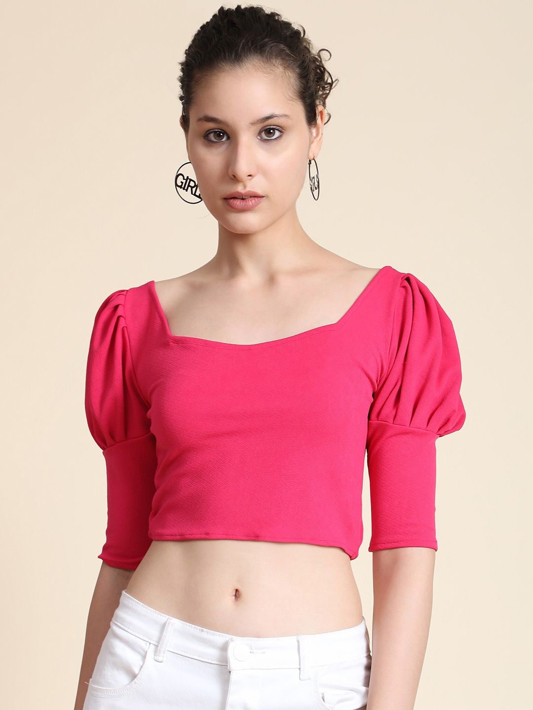 

KERI PERRY Pink Square Neck Crop Top