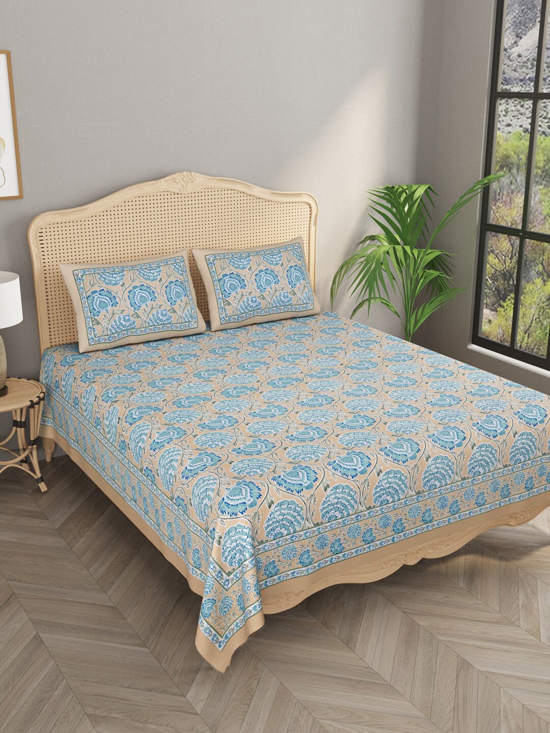 

Gulaab Jaipur Floral 400 TC King Bedsheet with 2 Pillow Covers, Pink