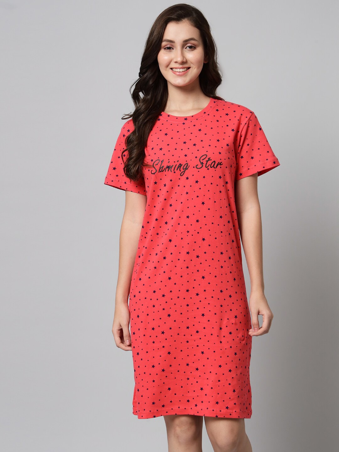 

SEPHANI Printed Cotton Nightdress, Pink