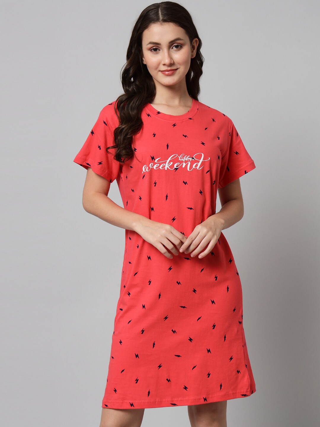 

SEPHANI Women Pink Printed Nightdress