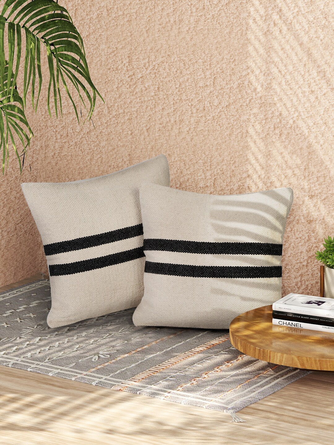 

Sangria Unisex Set of 2 Cushion Covers, Off white