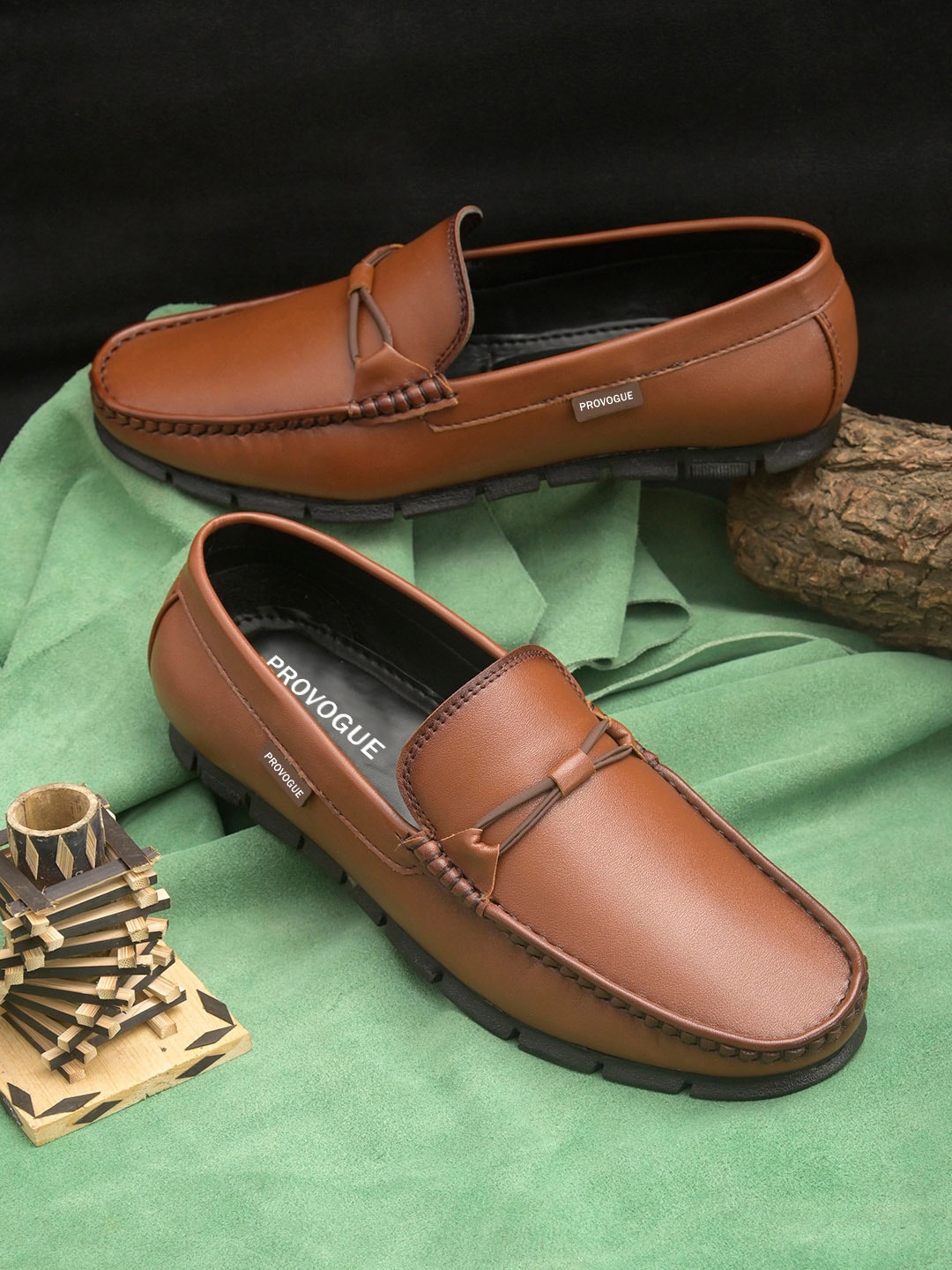 

Provogue Men Solid Slip On Loafers, Tan