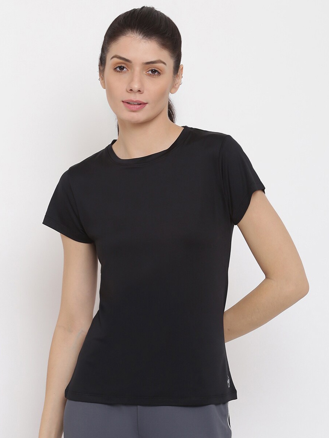

MKH Women Black Dri-FIT Sports T-shirt