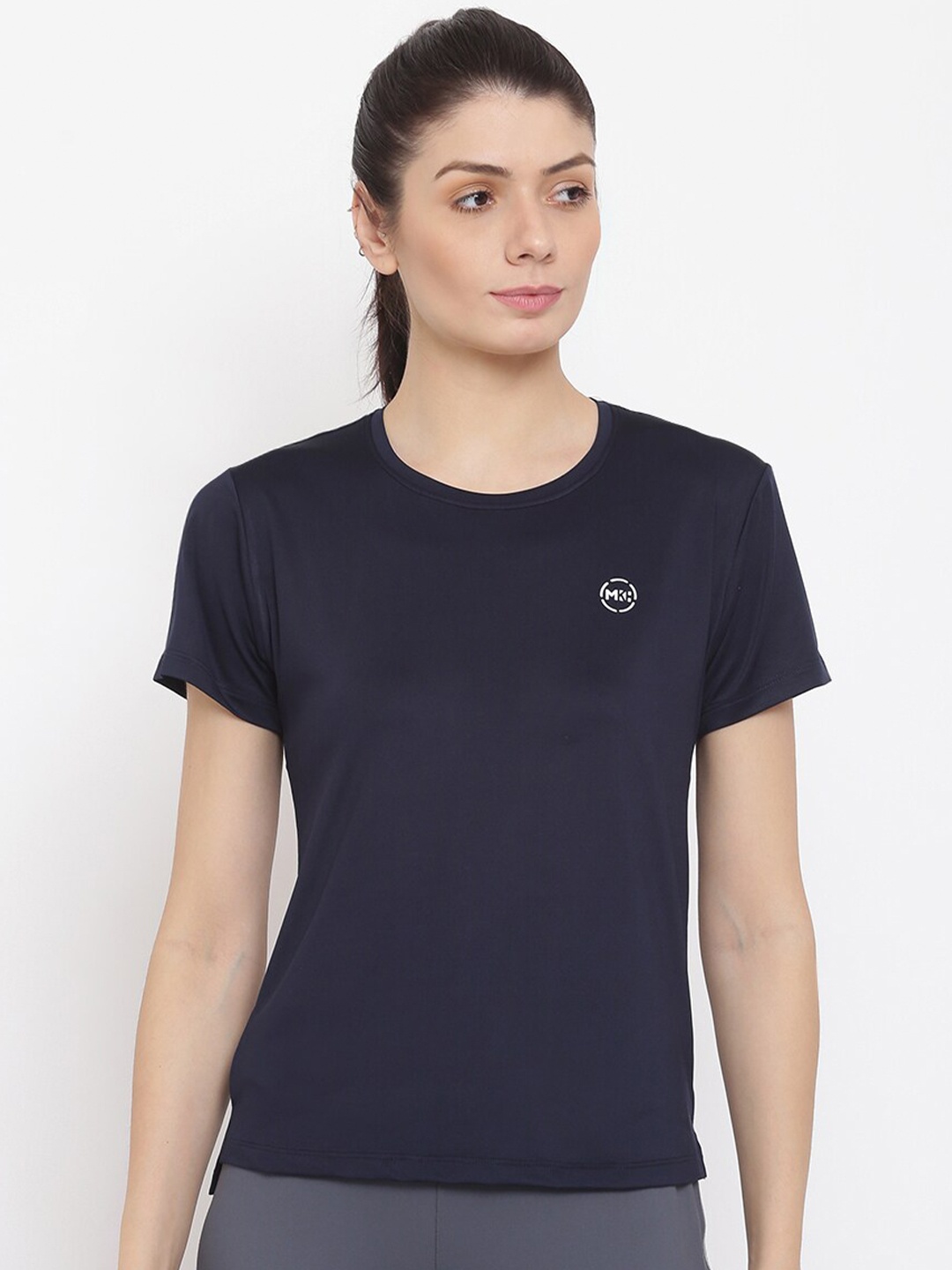 

MKH Women Navy Blue Dri-FIT Sports T-shirt