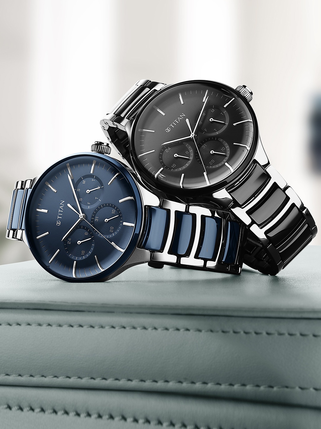 

Titan Men Blue Dial & Blue Stainless Steel Bracelet Style Strap Analogue Watch