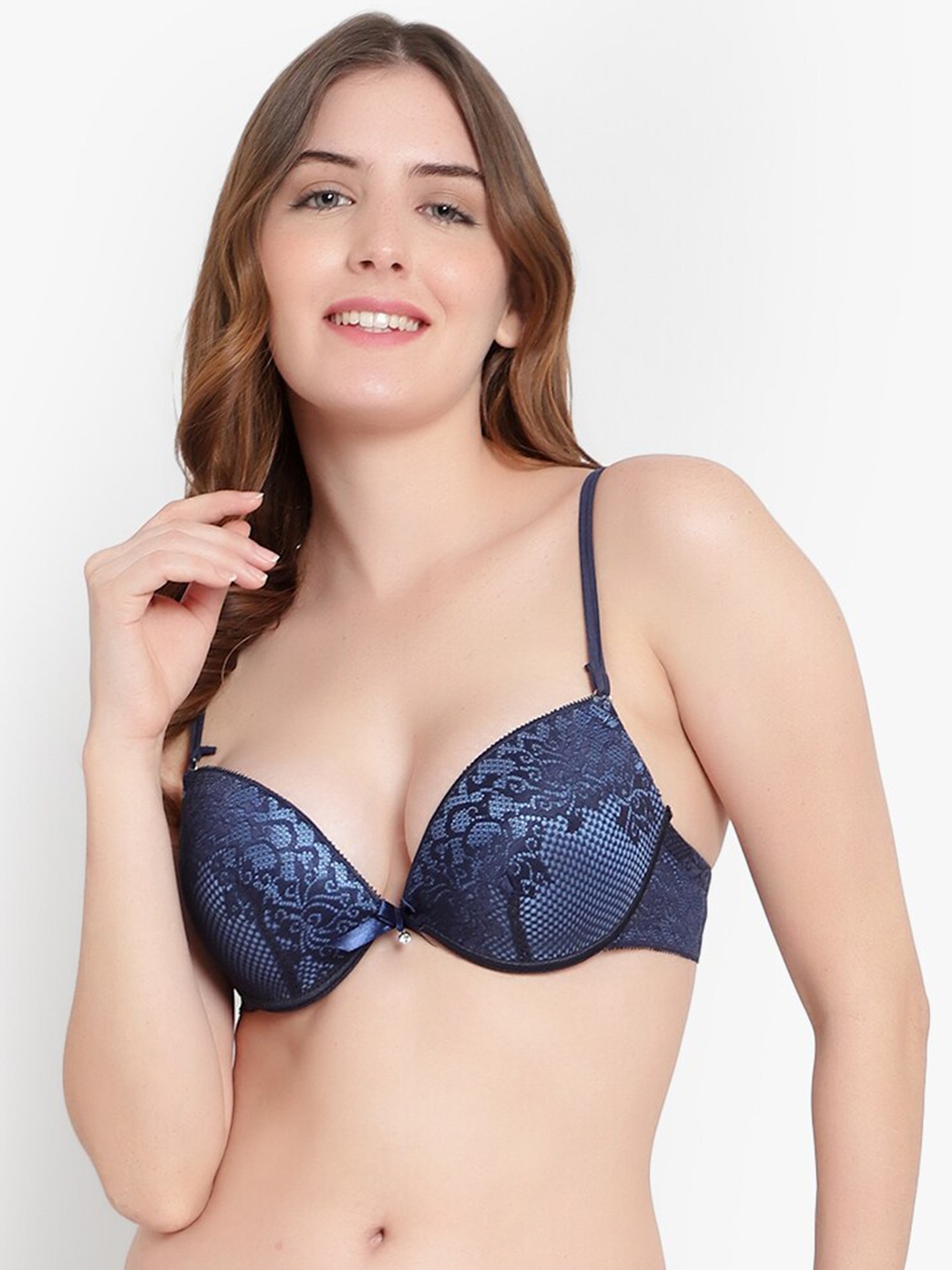

BRACHY Underwired Heavily Padded Push-Up Bra, Blue