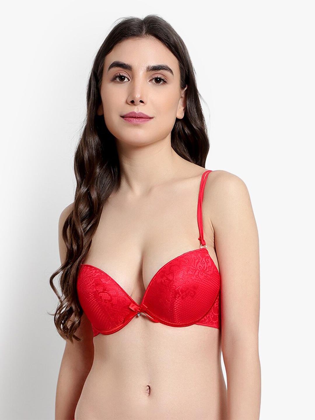 

BRACHY Underwired Heavily Padded Push-Up Bra, Red