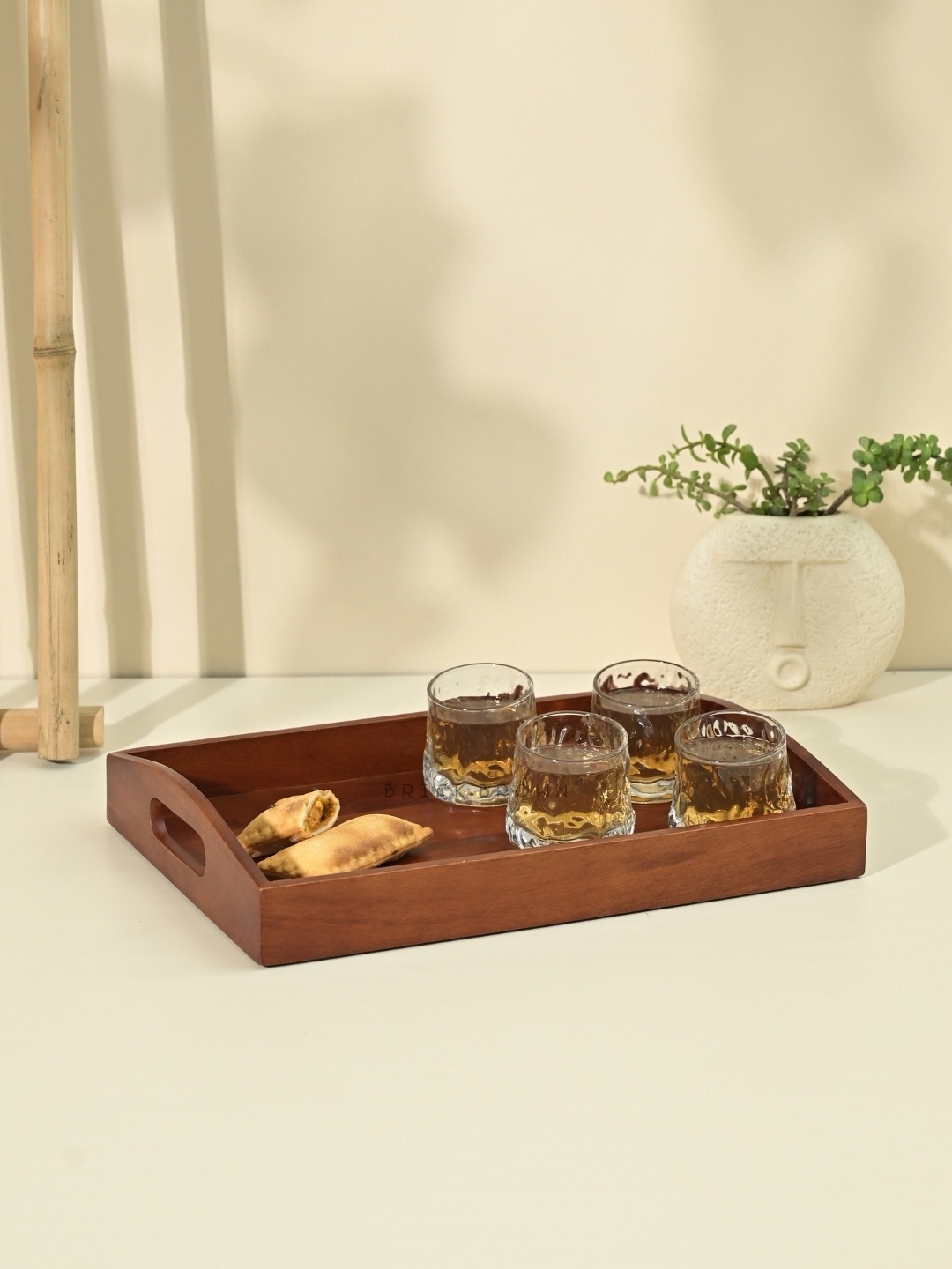 

BRICK BROWN Brown Solid Large Serving Tray