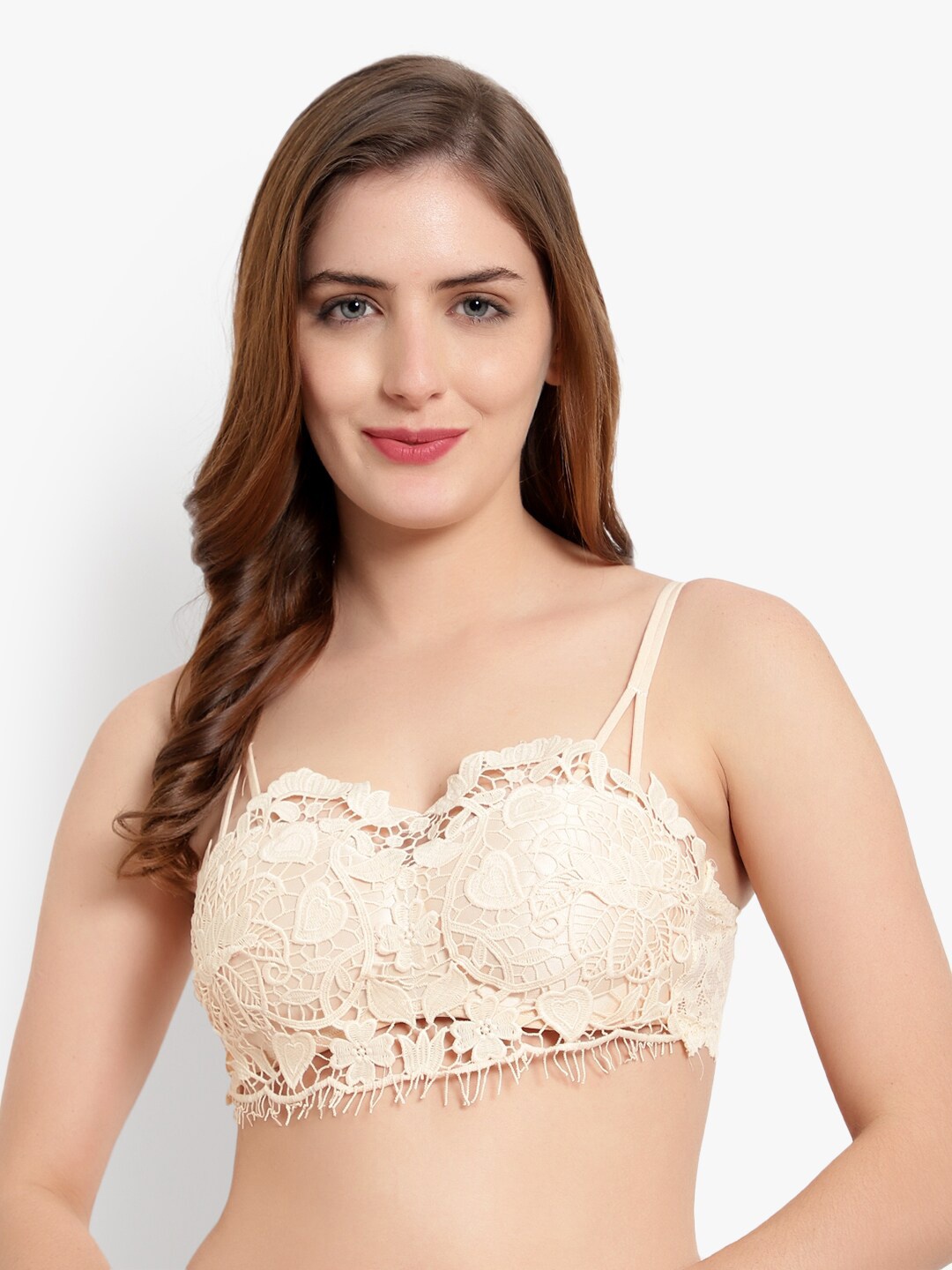 

BRACHY Women Floral Bralette Bra Lightly Padded, Beige