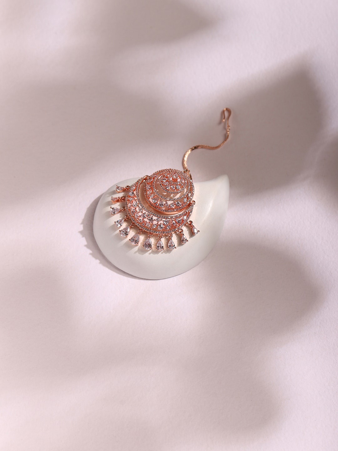 

RITU SINGH Rose Gold-Plated AD-Studded Maang Tikka