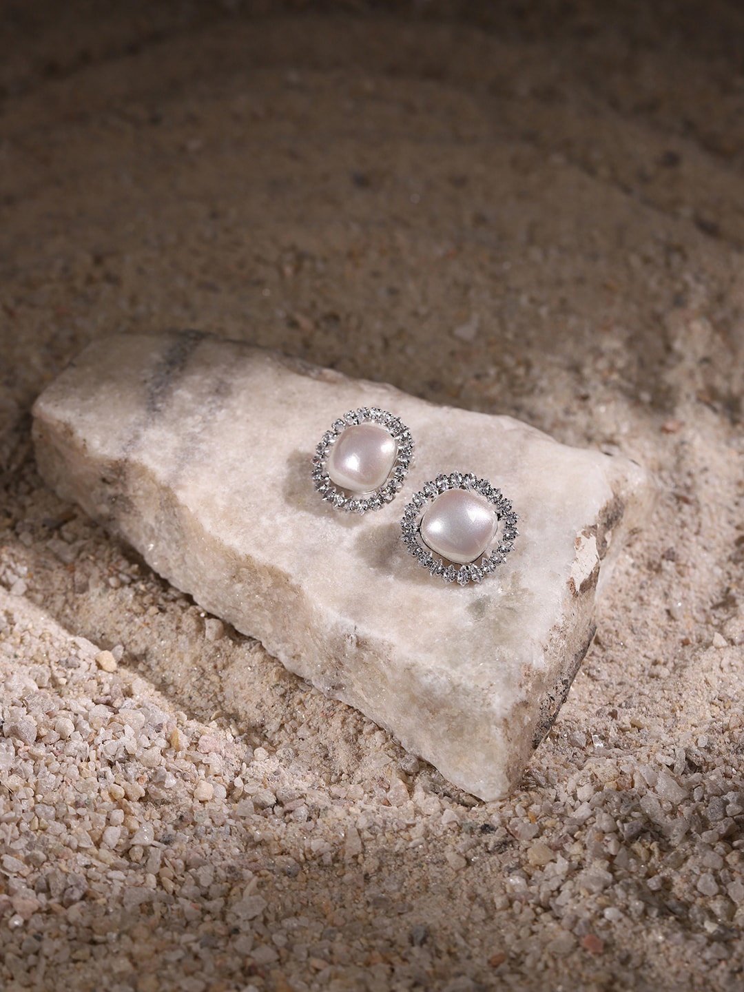 

RITU SINGH White Contemporary Chandbalis Earrings