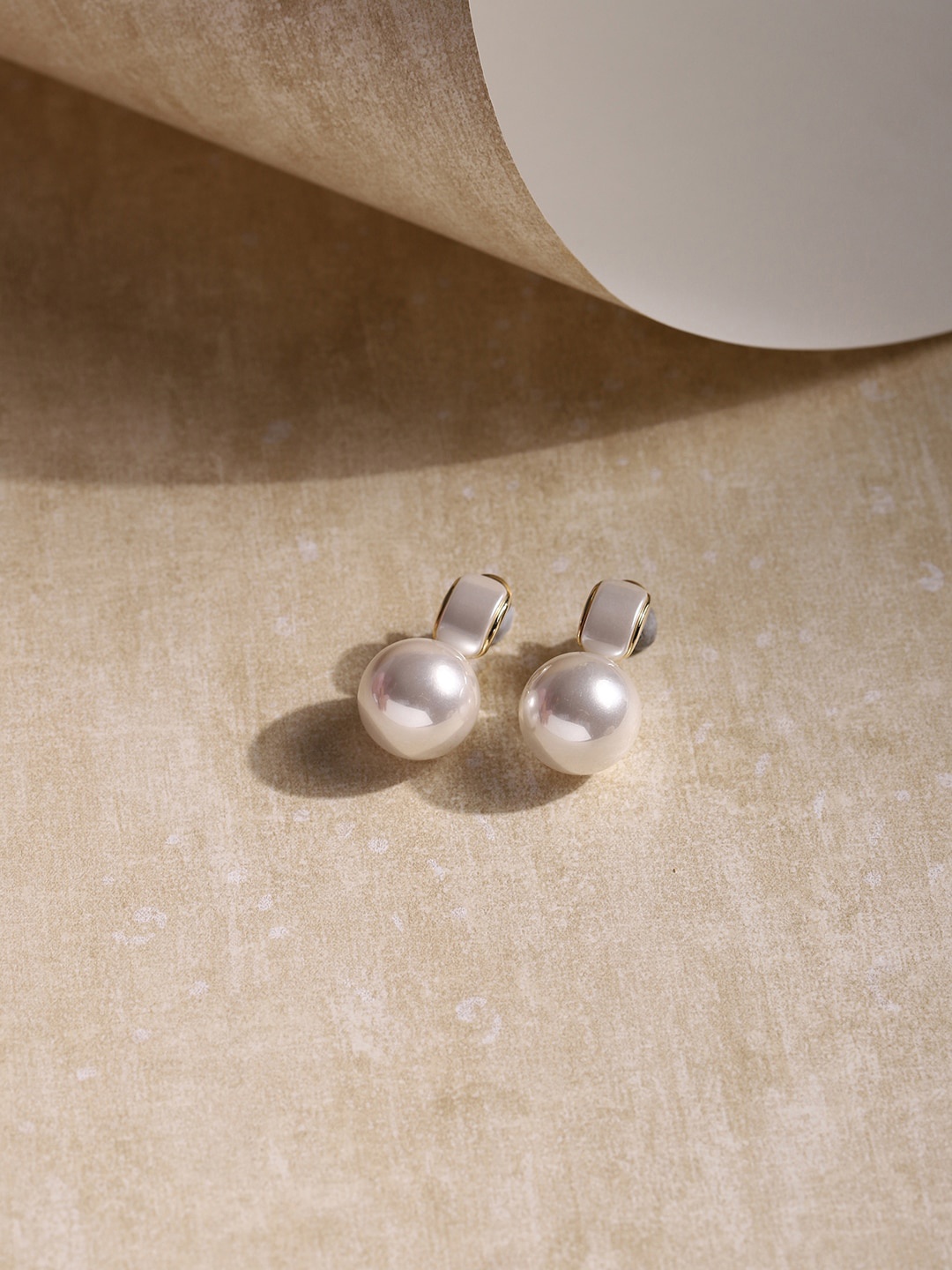 

RITU SINGH Women White Drop Earrings